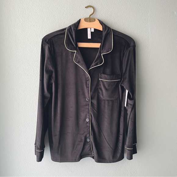 JoyLab Other - 🌱5/$25🌱 JoyLab | Black Velvety/Fleece Button-Down Pajama Top